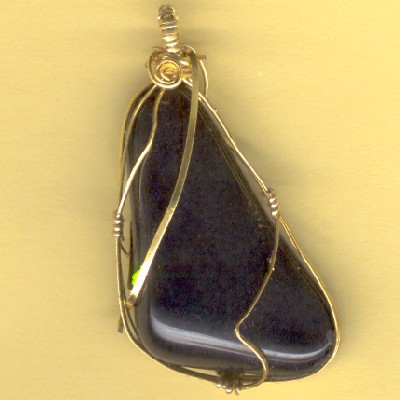 Wire Wrapped Apache Tear Pendant - Handcrafted Jewelry