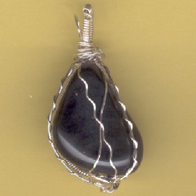 Wire Wrapped Apache Tear Pendant - Handcrafted Jewelry