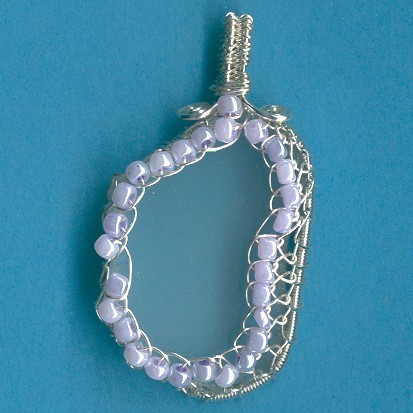Lavender Ringed Beach Glass Pendant - Handcrafted Jewelry