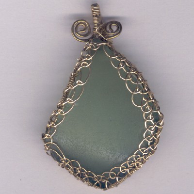 Olive Green Beach Glass Pendant - Handcrafted Jewelry