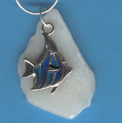 Colorchange Angel Fish Beach Glass Pendant - Handcrafted Jewelry