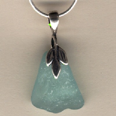 Pale Blue Beach Glass Pendant Jewelry