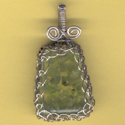 Peridot in Resin Pendant - Handcrafted Jewelry