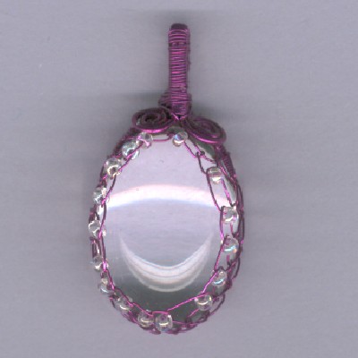 Clear Crystal in Purple Pendant - Handcrafted Jewelry
