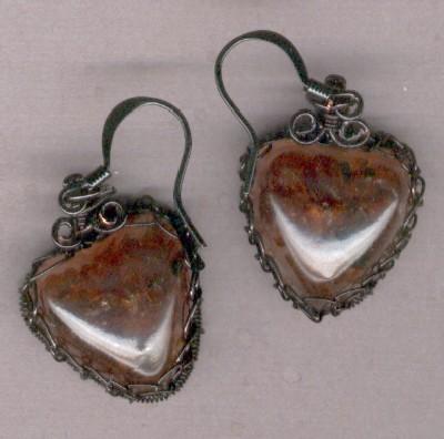 Hearts of Garnet Earrings in Black - Handcrafted Jewelry