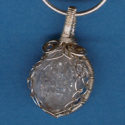 Netted Herkimer Diamond Pendant - Handcrafted Jewelry