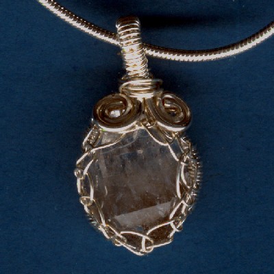 Netted Herkimer Diamond Pendant - Handcrafted Jewelry