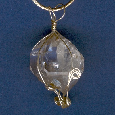 Wire wrapped Herkimer Diamond Pendant - Handcrafted Jewelry