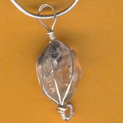 Wire wrapped Herkimer Diamond Pendant - Handcrafted Jewelry