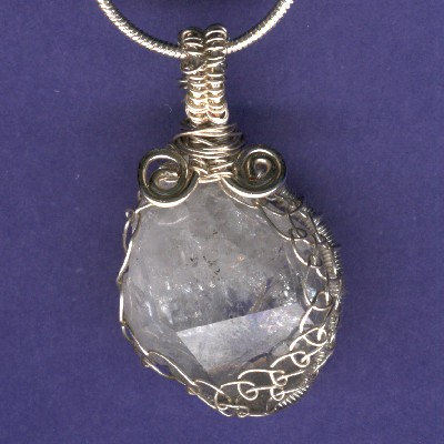 Netted Herkimer Diamond Pendant - Handcrafted Jewelry