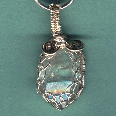 Netted Herkimer Diamond Pendant - Handcrafted Jewelry