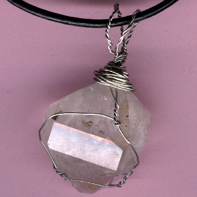 Large Wire Wrapped Herkimer Diamond Pendant - Handcrafted Jewelry