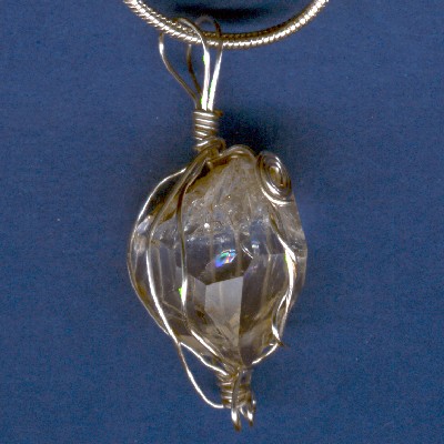 Wire wrapped Herkimer Diamond Pendant - Handcrafted Jewelry