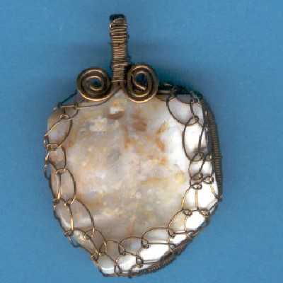 White and Brown Pendant - Handcrafted Jewelry
