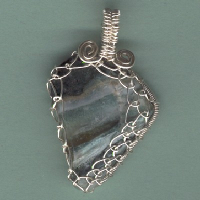 Stripes of Green and White Pendant - Handcrafted Jewelry