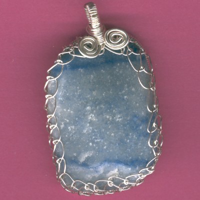 Blue and White Striped Pendant - Handcrafted Jewelry
