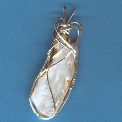 Wire Wrapped Chalcedony Pendant - Handcrafted Jewelry