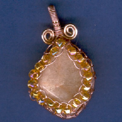 Pink and Golden Sunset Pendant - Handcrafted Jewelry