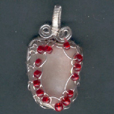 Pink with Red Trim Pendant - Handcrafted Jewelry