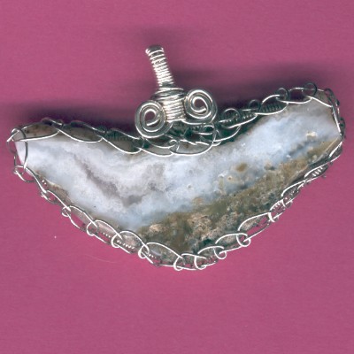 Chalcedony Boomerang Pendant - Handcrafted Jewelry